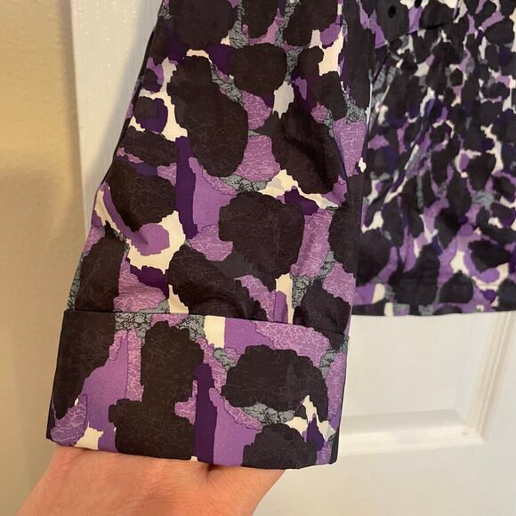 Chico’s Zenergy Women’s Medium Rain Jacket Purple Black Zip Up Lightweight - Picture 4 of 15